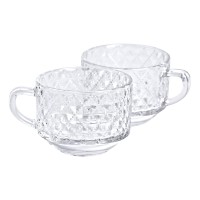 Набір чашок зі скла 2 шт. 450 мл прозорі скляні кружки для чаю, кави (24825)