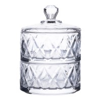 Цукерниця скляна з кришкою Ø 10 см дворівнева HP-YH-79 (52893)