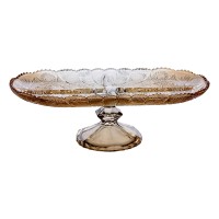 Фруктовниця скляна на ніжці 33.5х15х10.5 см овальна ваза для фруктів (84401)