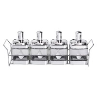 Набір банок для сипучих продуктів 4 штуки 350 мл скляні на підставці HP-1340 (89496)