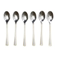 Набір чайних ложок 6 штук ложки для чаю з нержавіючої сталі 15.3 см Срібло із золотим обрамленням (47911)