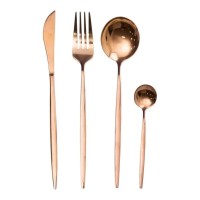 Набір столових приборів 24 предмети набір ложок виделок і ножів на 6 персон Бронзовий (44329)