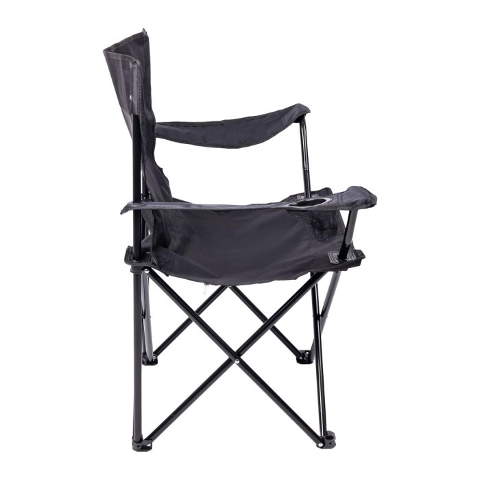 Крісло розкладне туристичне 50х80х80 см для відпочинку, пікніка, риболовлі з підстаканником Чорне (66317)