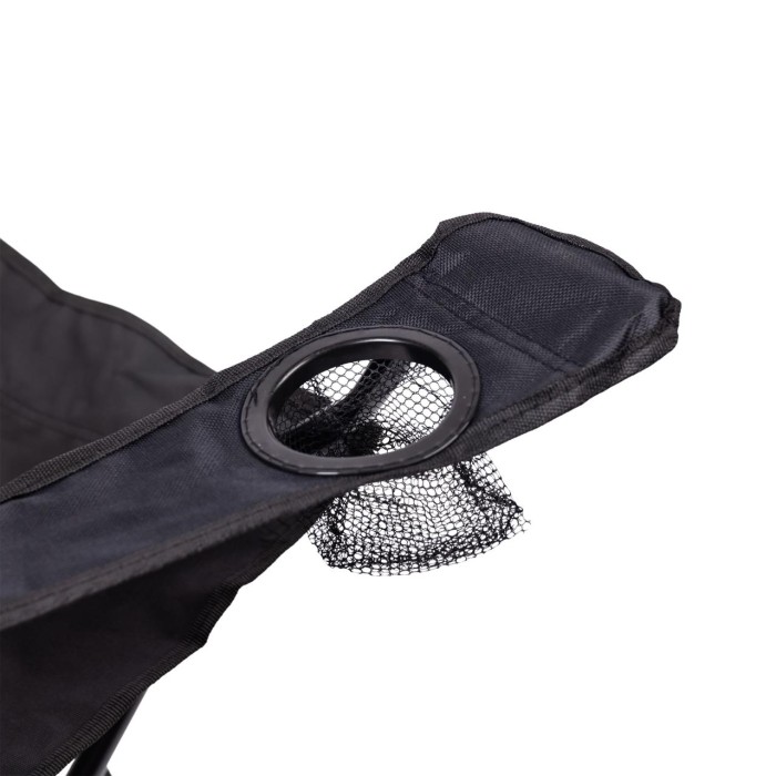 Крісло розкладне туристичне 50х80х80 см для відпочинку, пікніка, риболовлі з підстаканником Чорне (66317)