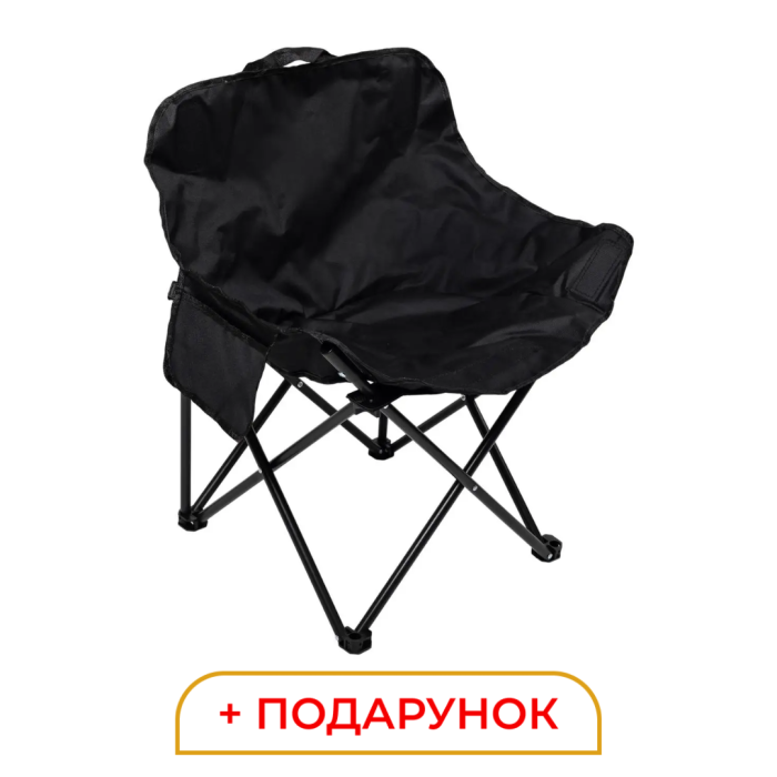 Крісло для риболовлі розкладне туристичне 47х58х70 см для пікніка на природу з кишенею Чорне (67124)