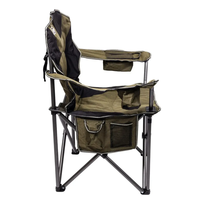 Крісло для риболовлі складне рибальський стілець 60х93х100 см зі спинкою розкладний туристичний Зелений (60398)