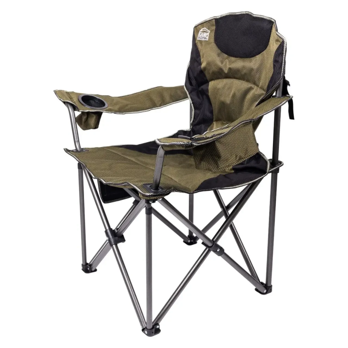 Крісло для риболовлі складне рибальський стілець 60х93х100 см зі спинкою розкладний туристичний Зелений (60398)
