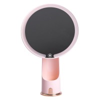 Дзеркало з підсвічуванням настільне косметичне кругле 18.5х10х29 см дзеркало з лед підсвічуванням USB для макіяжу Рожеве HP-10-1AP (12044)