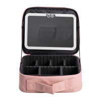 Органайзер косметичка з еко шкіри з дзеркалом та підсвічуванням 26×22×9 см (15851)