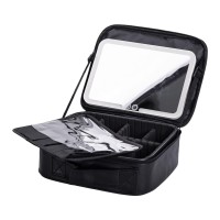 Органайзер косметичка з еко шкіри з дзеркалом та підсвічуванням 26×22×9 см (16221)