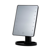 Дзеркало настільне косметичне для макіяжу 21х16 см дзеркало прямокутне на підставці 16 LED Чорне HP-10-3AB (54869)