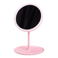 Дзеркало з підсвічуванням кругле настільне кругле косметичне Ø15.3 см дзеркало для макіяжу косметичне Рожеве HP-10-5AP (65287)