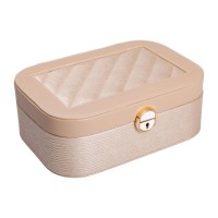 Скринька для прикрас з еко шкіри 2 яруси із замком органайзер для ювелірних виробів HP-5-1CR (37936)