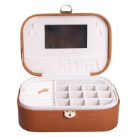 Скринька для прикрас з еко шкіри 2 яруси із замком органайзер для ювелірних виробів HP-5-1BR (55077)