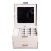 Скринька для прикрас з еко шкіри 2 яруси органайзер для ювелірних виробів HP-5-2W (83584)