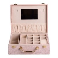 Скринька для прикрас з еко шкіри 2 яруси із дзеркалом органайзер для ювелірних виробів HP-5-15P (33340)