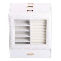 Скринька для прикрас з еко шкіри 3 яруси органайзер для ювелірних виробів HP-5-16W (53080)