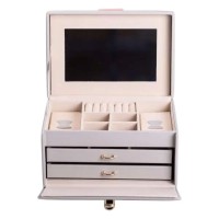 Скринька для прикрас з еко шкіри 3 яруси з дзеркалом органайзер для ювелірних виробів HP-5-17G (54095)