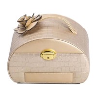 Скринька для прикрас з еко шкіри 3 яруси із замком органайзер для ювелірних виробів HP-5-21GOLD (21386)