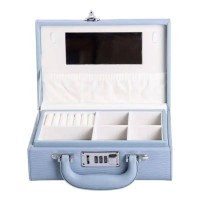 Скринька для прикрас з еко шкіри 2 яруси з кодовим замком органайзер для ювелірних виробів HP-5-24BL (50914)