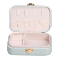 Скринька для прикрас з еко шкіри 12×7.5×4 см із застібкою органайзер для ювелірних виробів HP-5-34GR (83060)