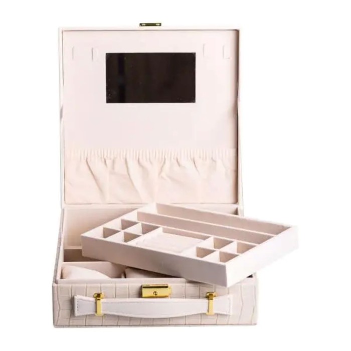 Скринька для прикрас з еко шкіри 2 яруси органайзер для ювелірних виробів HP-5-35BE (17955)