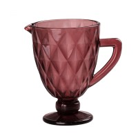 Глечик для напоїв із товстого скла 1 л гранований рожевий HP038P (28235)