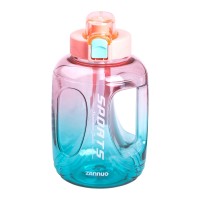 Пляшка для води спортивна 1.6 л пластикова з трубочкою з ремінцем 22 см Рожева HP-14-35P (60531)