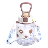 Пляшка для води дитяча 650 мл на ремінці пляшечка з трубочкою для дитини для спорту і школи Water bottle HP-14-43BR (70621)