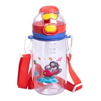 Пляшка для води дитяча 550 мл з ремінцем і трубочкою для спорту та школи HP-14-45R (24369)