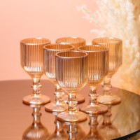 Набір чарок на ніжці 6 штук по 50 мл Бурштиновий (18757)