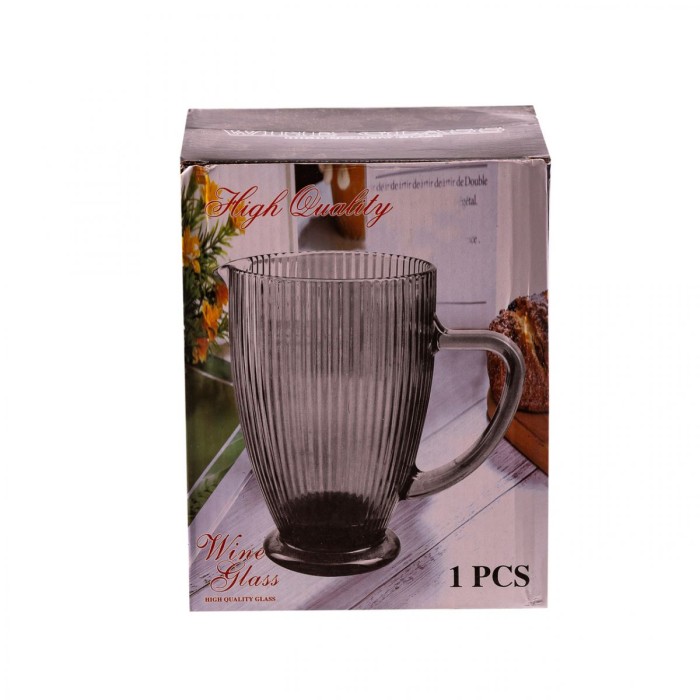 Глечик для напоїв ребристий 1,2 л з товстого скла блакитний HP7118BL (69030)