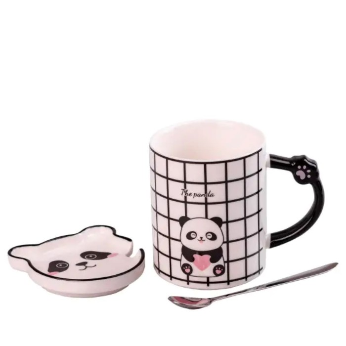 Чашка керамічна The Panda 350мл з блюдцем та ложкою HPCY8369C (70481)