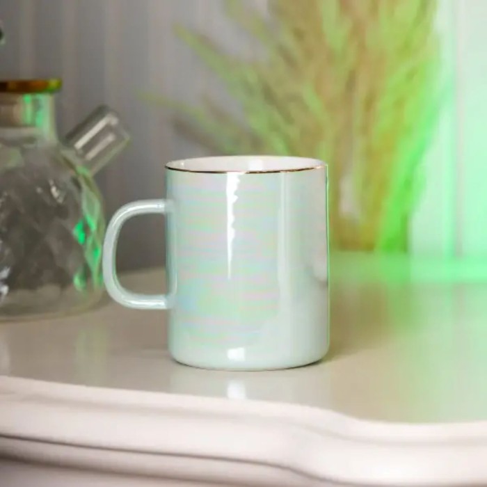 Чашка керамічна Glaze 420мл у дзеркальній глазурі Бірюзовий HPCYM0763T (43416)