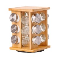 Набір для спецій на дерев'яній підставці 12 предметів по 100 мл (46976)