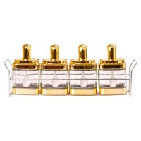 Банки для сипучих продуктів набір з 4 шт скляні на металевій підставці, золото (28953)