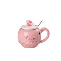 Чашка керамічна Flamingo 500мл з кришкою і ложкою чашки для кави Smile HPCY8276SM (46495)