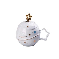 Чашка керамічна Space Walk 500мл з кришкою і ложкою Блакитний HP8226BL (39662)