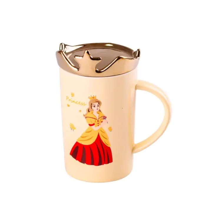 Чашка керамічна Princess 400мл з кришкою Жовтий HPCYM0845Y (82720)