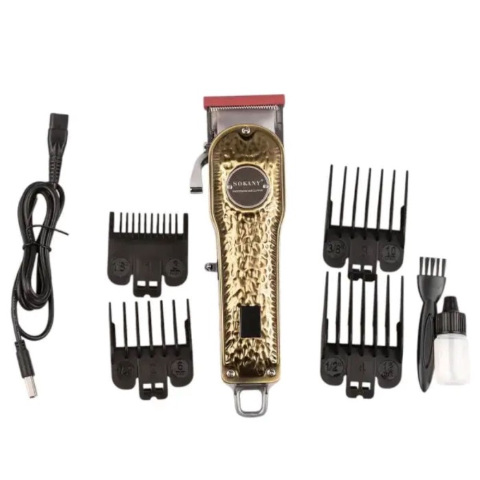 Машинка для стрижки Sokany SK-LF-9976 акумуляторна з 4 насадками та USB золото (27531)
