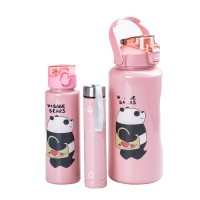 Набір пляшок 3 в 1 Панда з поїлкою і ручкою 0.3 (л) 0.7 (л) 2 (л) рожевий HPZSB120014P (37186)