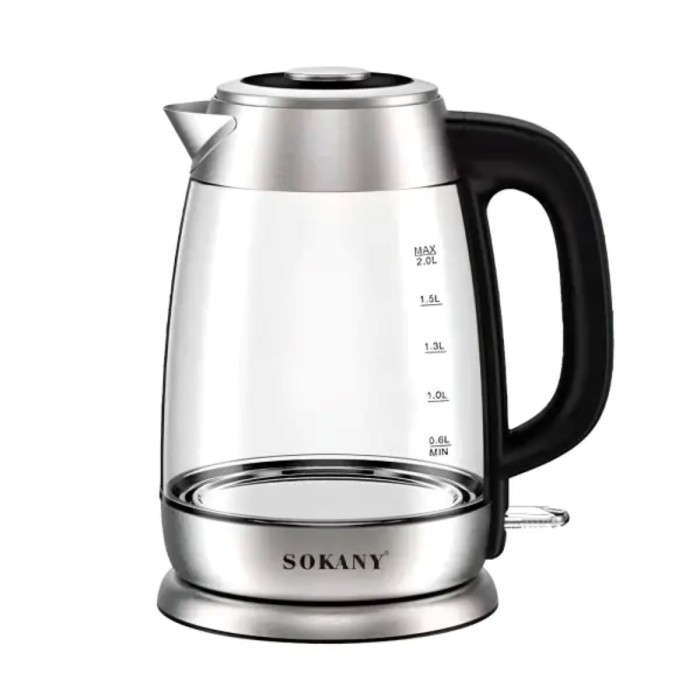 Електрочайник Sokany SK-SH-1069 Electric Kettle 2000W 2l прозорий чайник (38149)