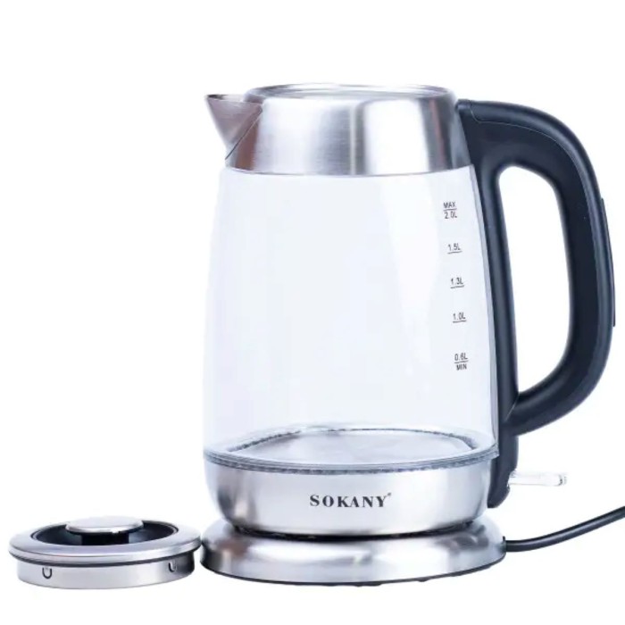 Електрочайник Sokany SK-SH-1069 Electric Kettle 2000W 2l прозорий чайник (38149)