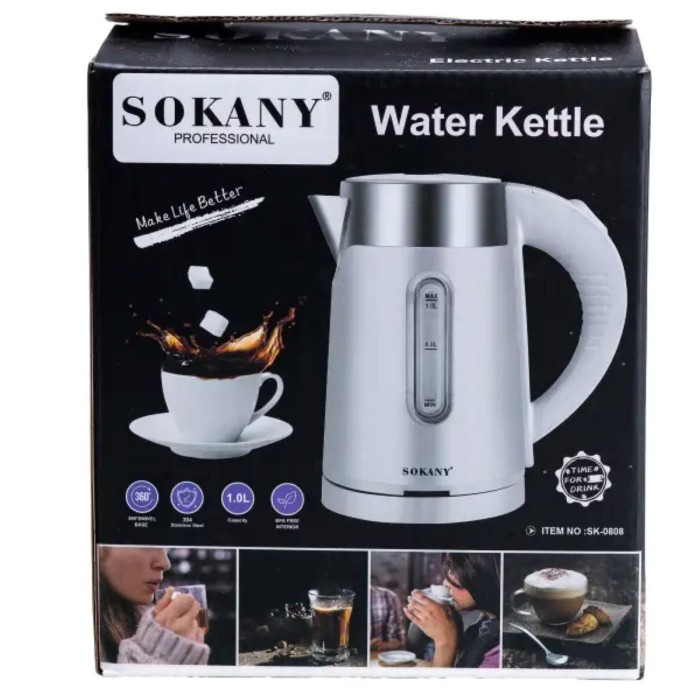 Електрочайник Sokany SK-0808 1200W Білий (84457)