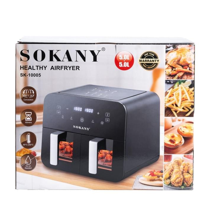 Аерофритюрниця SOKANY SK-10005 на 10 літрів, з двома відділеннями 2400 Вт чорна (41913)