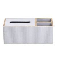 Серветниця-органайзер з еко-шкіри 3 відділення 27*14*10 см Білий (86322)