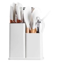 Набір кухонного приладдя на підставці 19шт кухонні ножі Білий (55993)