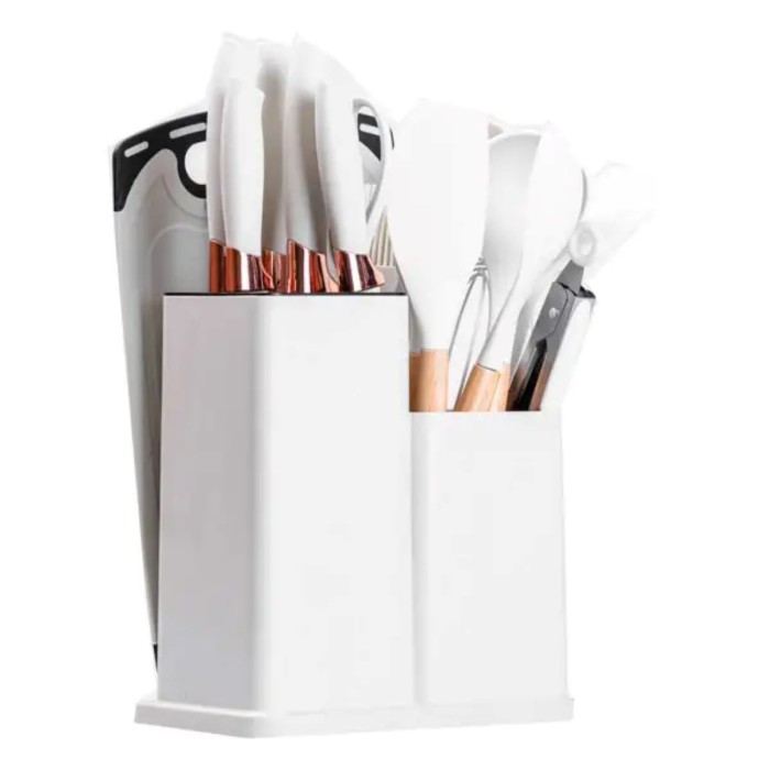 Набір кухонного приладдя на підставці 19шт кухонні ножі Білий (55993)