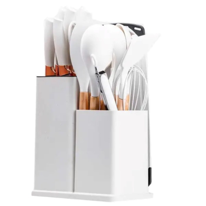 Набір кухонного приладдя на підставці 19шт кухонні ножі Білий (55993)