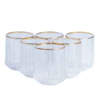 Набір склянок скляних 6 штук по 315 мл прозорий із золотим обідком (78578)